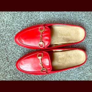 Vionic red leather slides